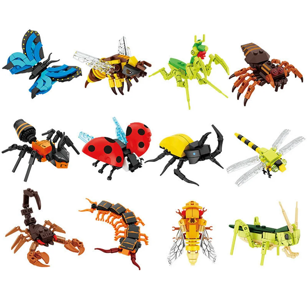 Moc insecte modèle Animal abeille fourmi papillon Cricket sauterelle ensemble blocs de construction bricolage enfants Puzzle assembler jouets garçon enfant cadeau