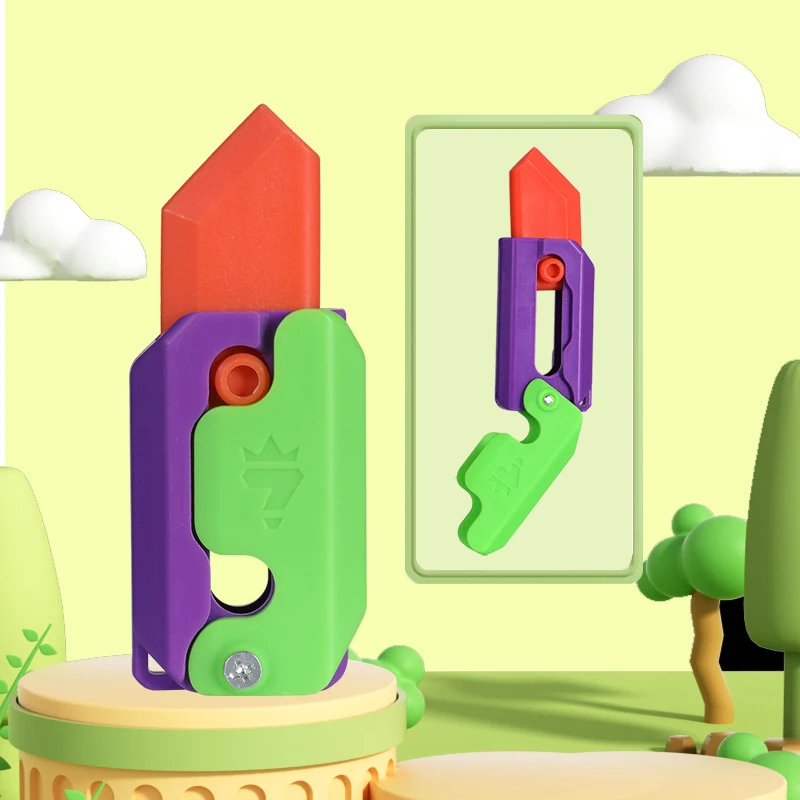 New Fidget Toys 3D Printing Carrot Gravity Knife Plastic Fidget Spinner Decompression Carrot Gun Novel Toys Funny Gifts