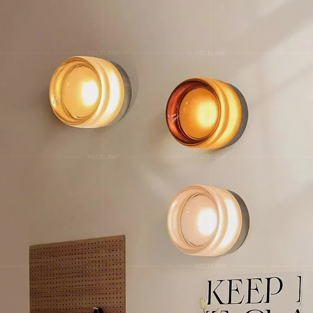 Petites appliques murales en MSI d'ambre à LED nordique, décor de chambre de chevet, lumière de salon, allée d'hôtel, gris fumée, luminaire d'éclairage