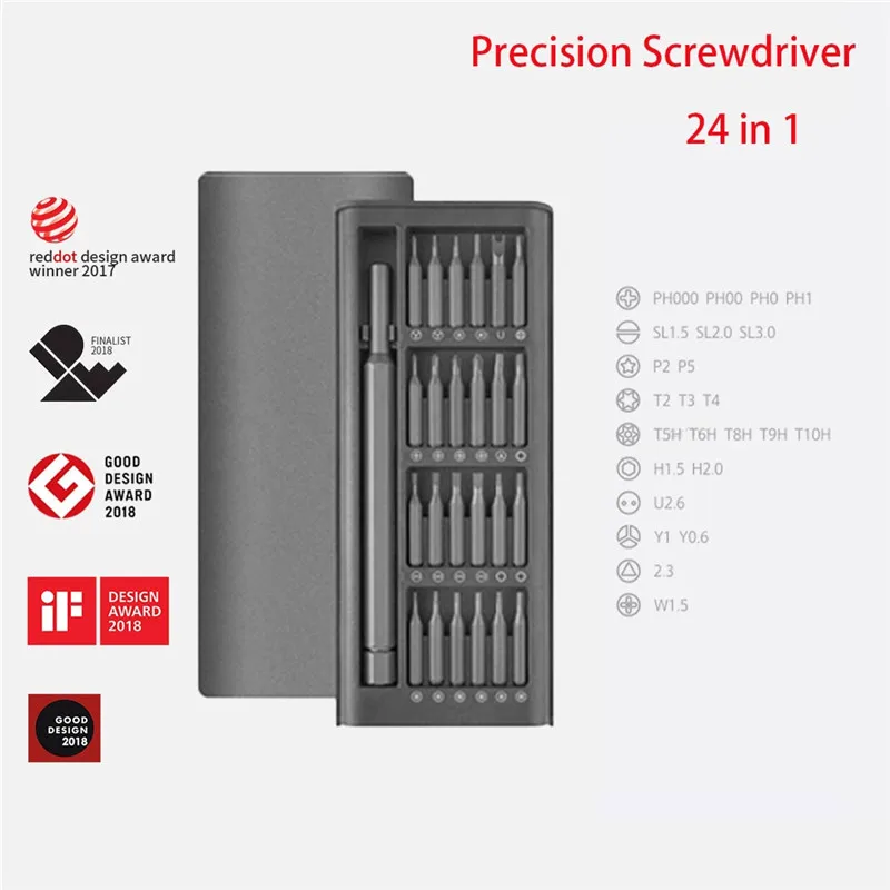 Screwdriver Kit 24 Precision Magnetic Bits DIY Dismountable Screwdriver Set Mini Tool Case for Smart Home PC Phone Repair