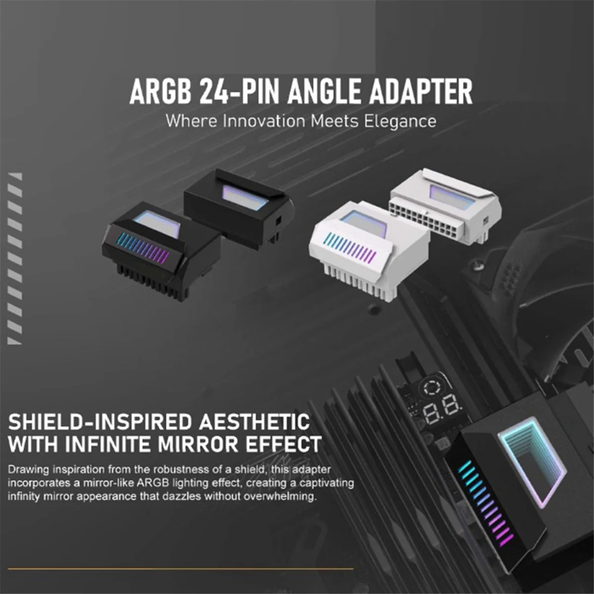 Newest ATX 24Pin Adapter 180 Degree ARGB Adapter 5V Synchronization for Desktop PC Motherboard DIY Computer Accessories Black