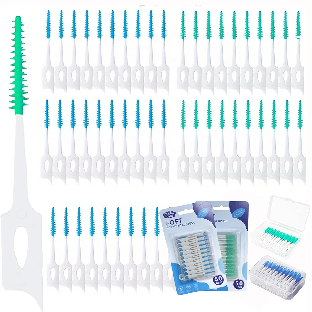 40 ~ 150PCS Silicone Spazzola Interdentale Usa E Getta Filo Interdentale Picks Pulizia Tra I Denti Morbido Hilo Dentale Spazzola Dentale Stuzzicadenti