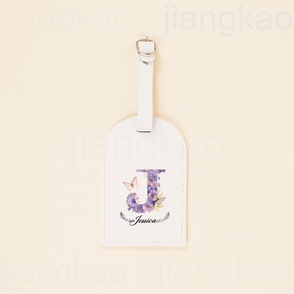 Etiqueta de bagagem pu personalizada, carta de flor com nome, etiqueta de mala, acessórios de viagem, presente de aniversário de casamento para ela