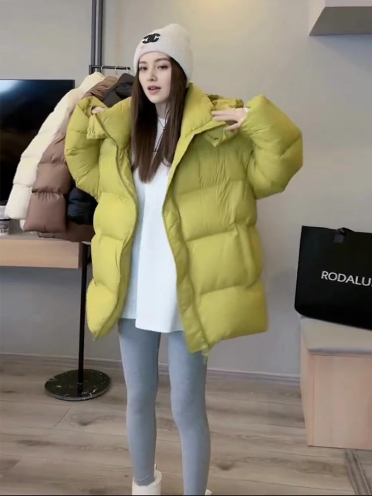 2025 Winter Neue Frauen Lange Parkas Mantel Mode Dicke Warme Mit Kapuze Unten Baumwolle Jacke Frauen Koreanische Lose Baumwolle Mantel Frauen outwear