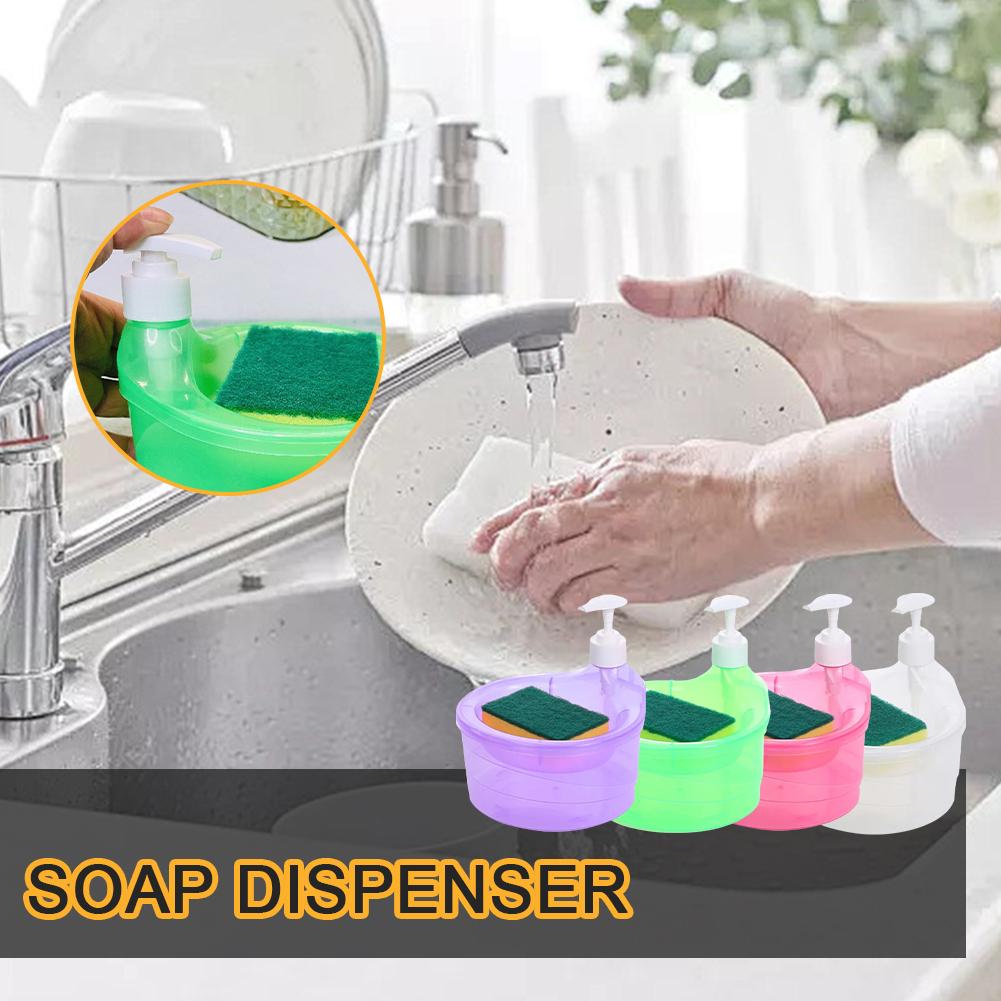 Creative Kitchen Dishwashing Liquid Dispenser, Dish Soap Dispenser com esponja, Bomba líquida, Recipiente