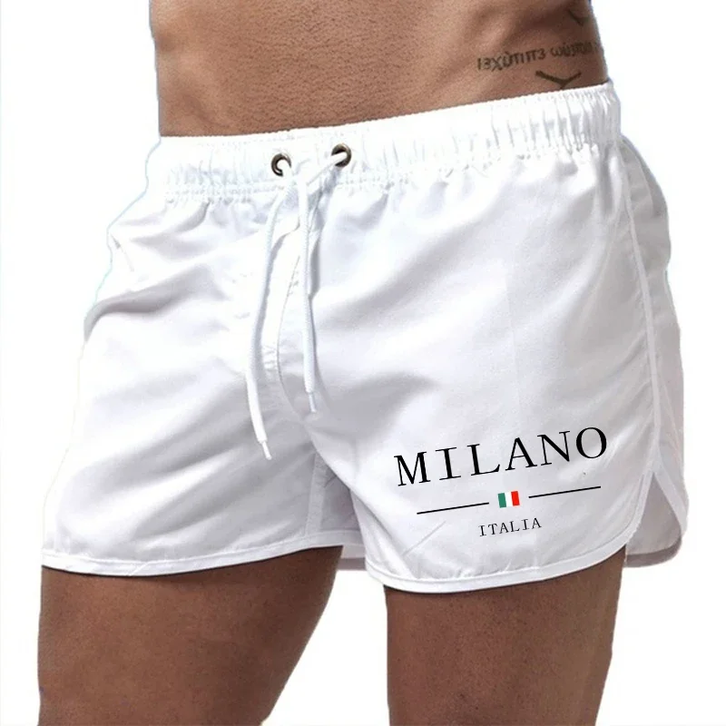2025 verão calções de praia masculinos impressão urbana troncos de praia jogging calças casuais secagem rápida natação homme surf shorts leves