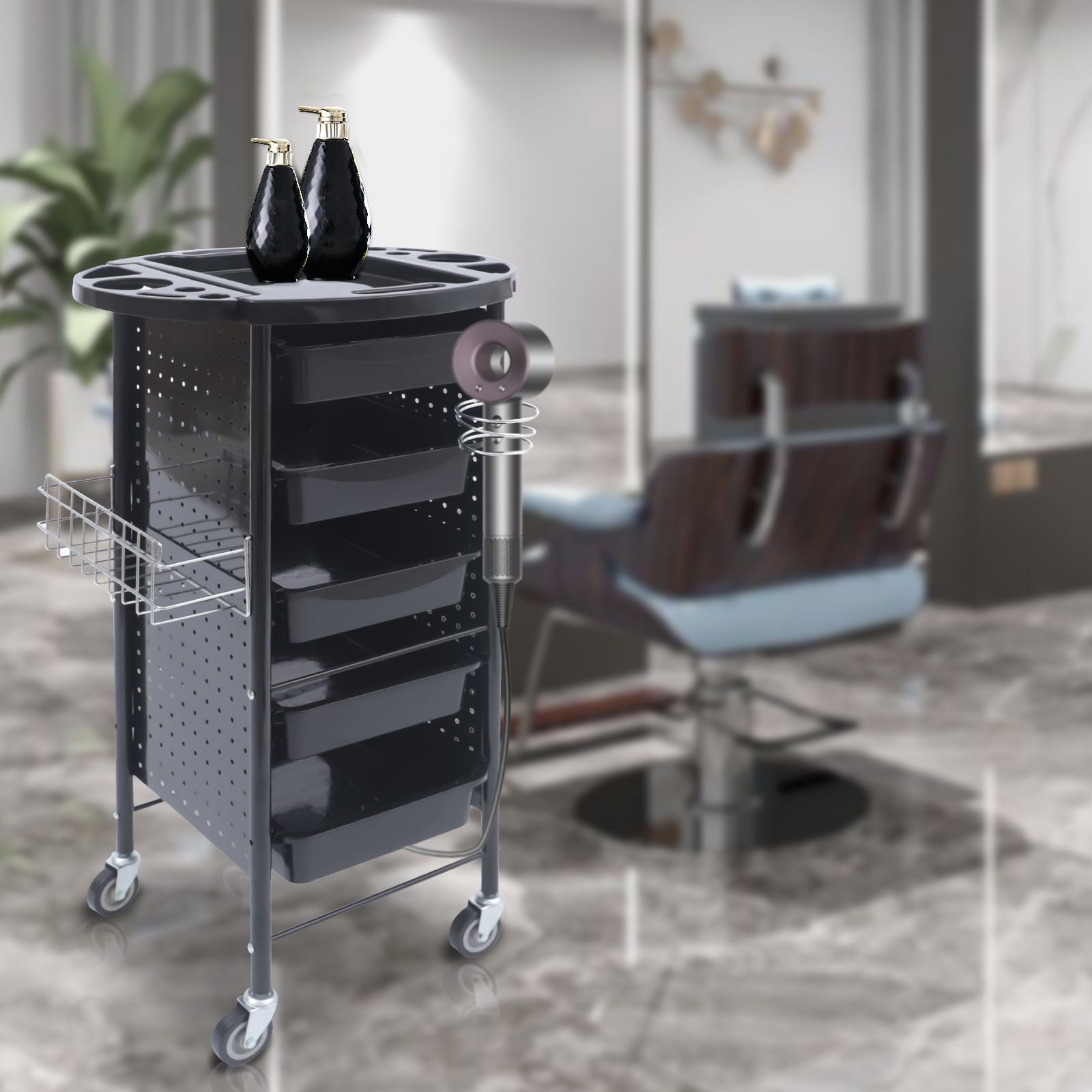 Carrello da parrucchiere professionale, portaoggetti a 6 livelli, cassetti di grande capacità, piattaforma multifunzionale, facile da spostare