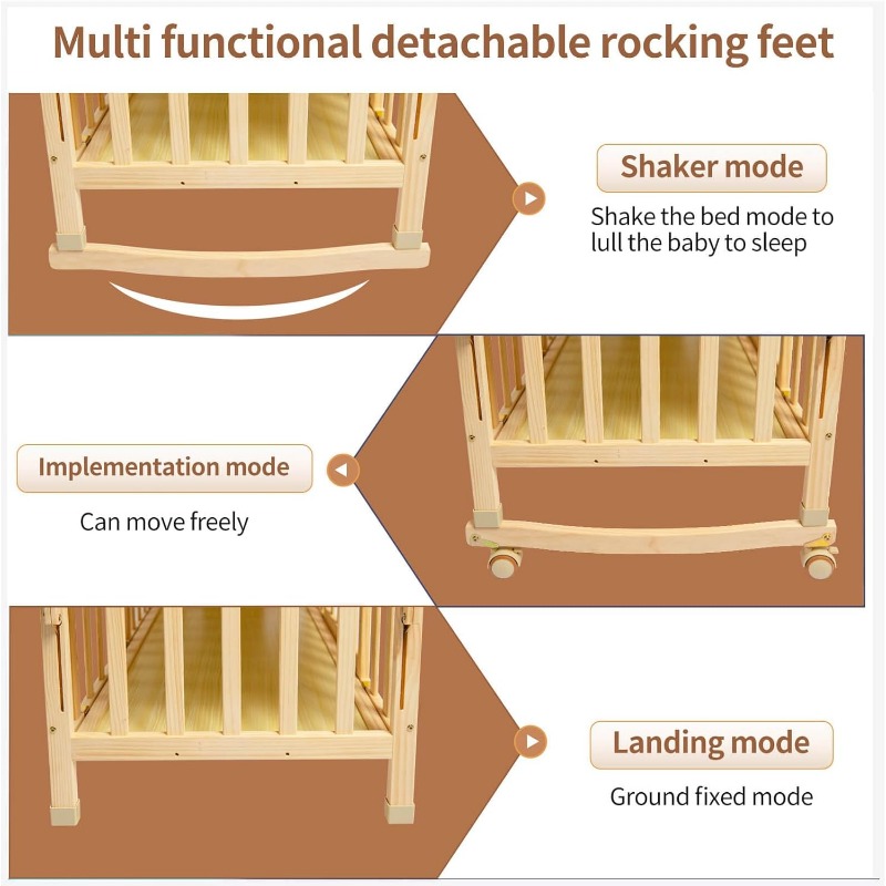 4-in-1 Convertible - Cunas para Bebes with Changing Shelf and Mattress Included,2024 Wood Baby