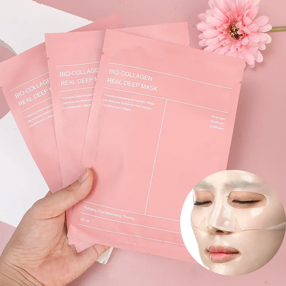 Bio Collagen Moisturizing Mask Deep Hydrating Absorbable Overnight Mask Brighten Firming Shrink Pore Smooth Skin Care Face Mask
