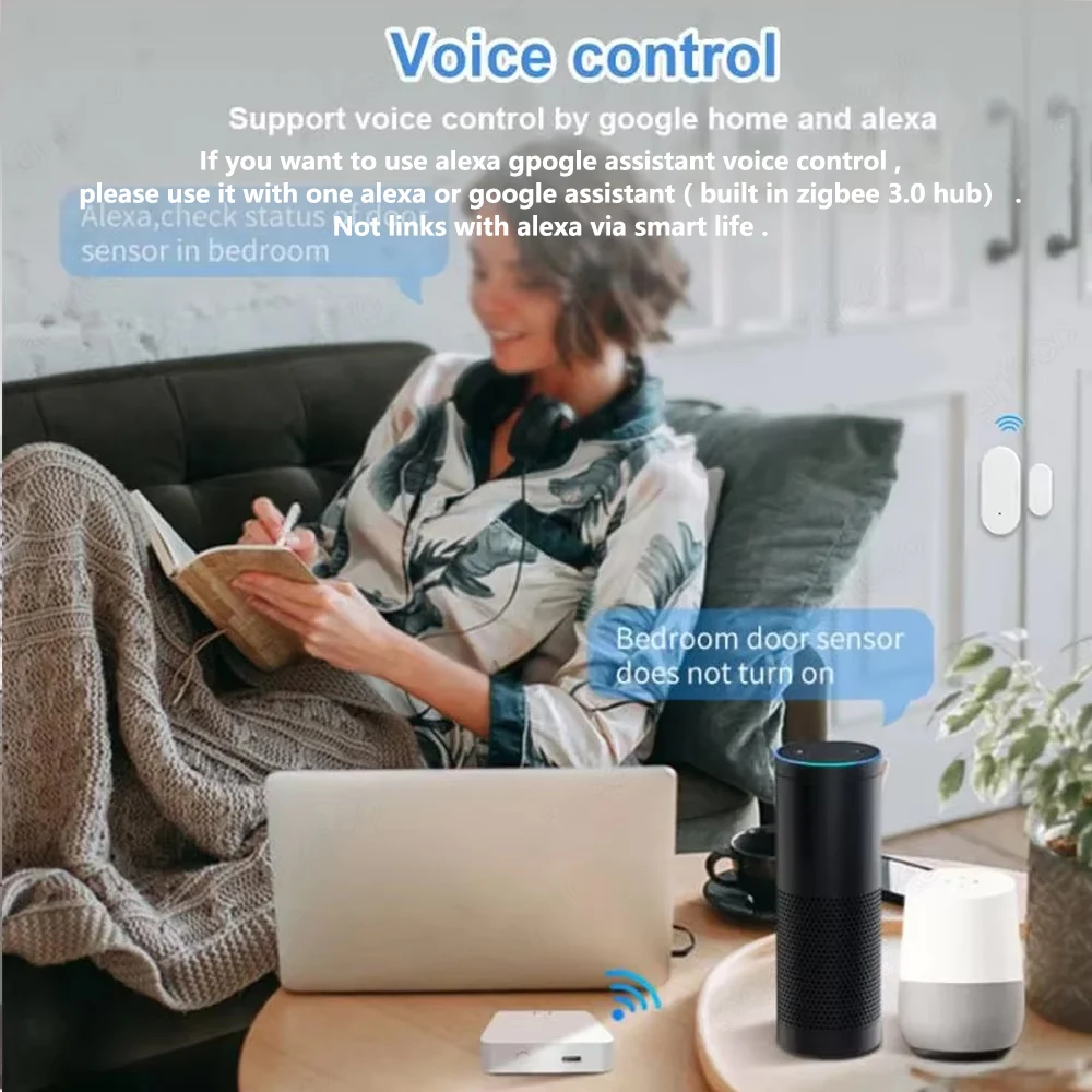 Sensor de janela de porta zigbee, detector de abertura e fechamento, alarme de segurança residencial inteligente, sensor de porta contra roubo, funciona com alexa home assistant z2m