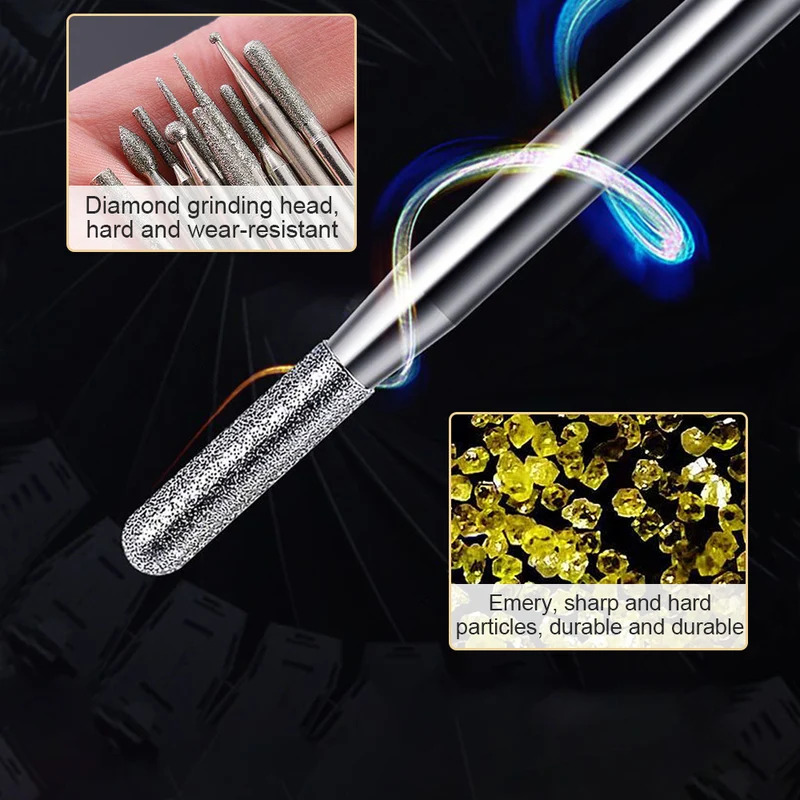 30pcs Shank Diamond Burs Set With Box For Dremel Electric Grinder Power Accessories Abrasive Drill Bit Rotary Tool Set 2.35/3mm