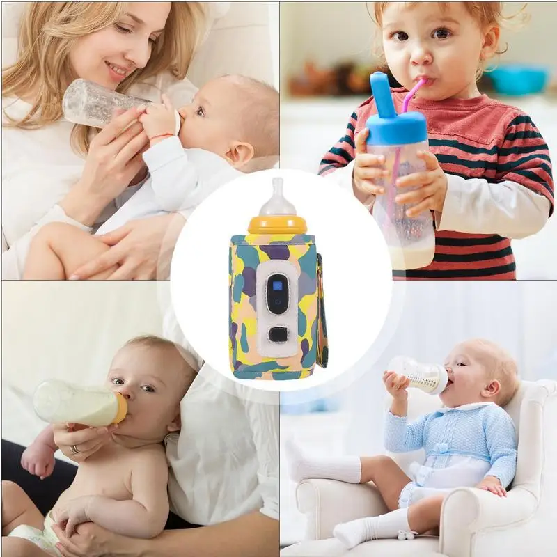 Bolsa calentadora de botellas de leche, calentador de botellas portátil USB, calentador de leche Digital, bolsa de botella de temperatura de 5 velocidades, protector de calor ajustable