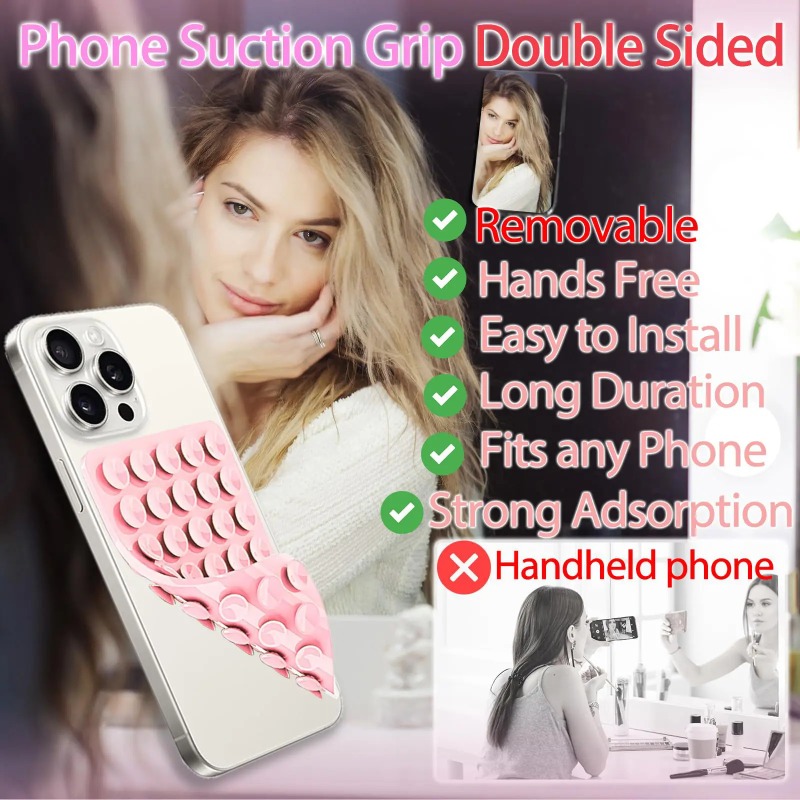 Silicone Suction Cup Phone Case Double Sided Detachable Stand for Hands-Free Wall Stand for Selfies and Videos