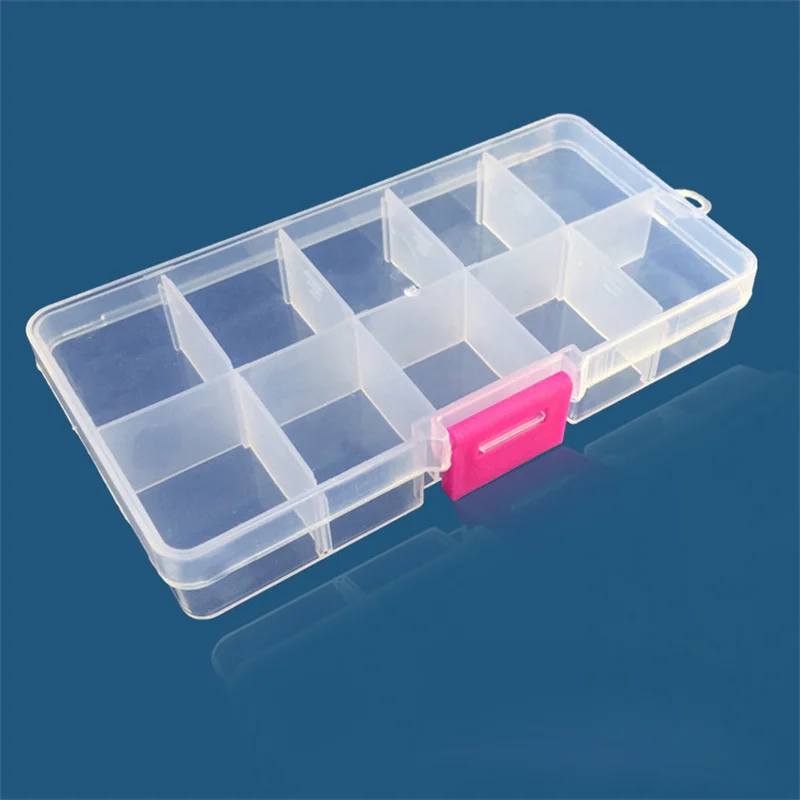 10 Grid Transparent Fixed With Slot Beaded Anti-string Grid Plastic Storage Box Jewelry Classification Parts Division Box
