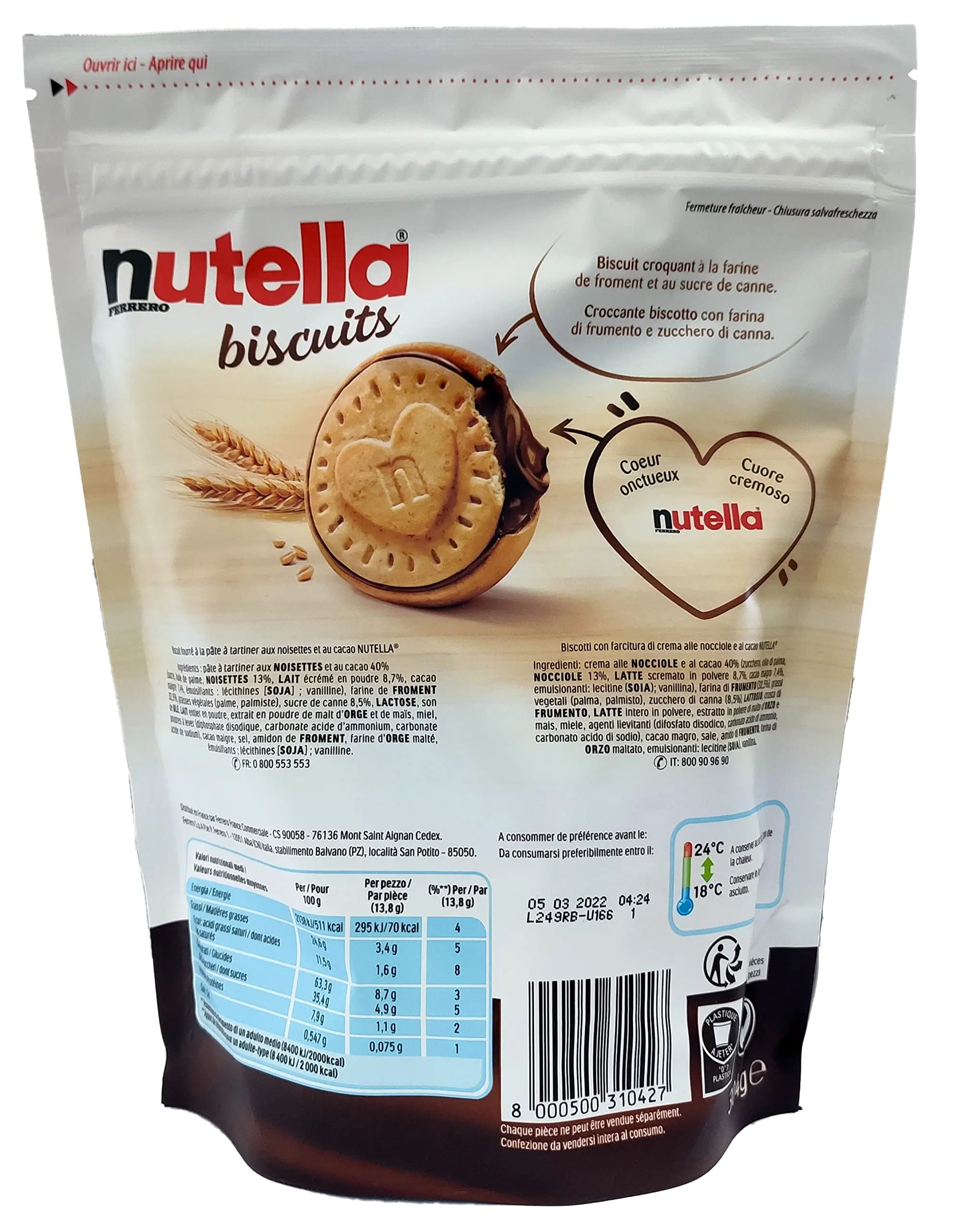 4 BISCUITS NUTELLA DE 304 GR-A GRAND HEART LE BISCOT AVEC LE HEART DE NUTELLA