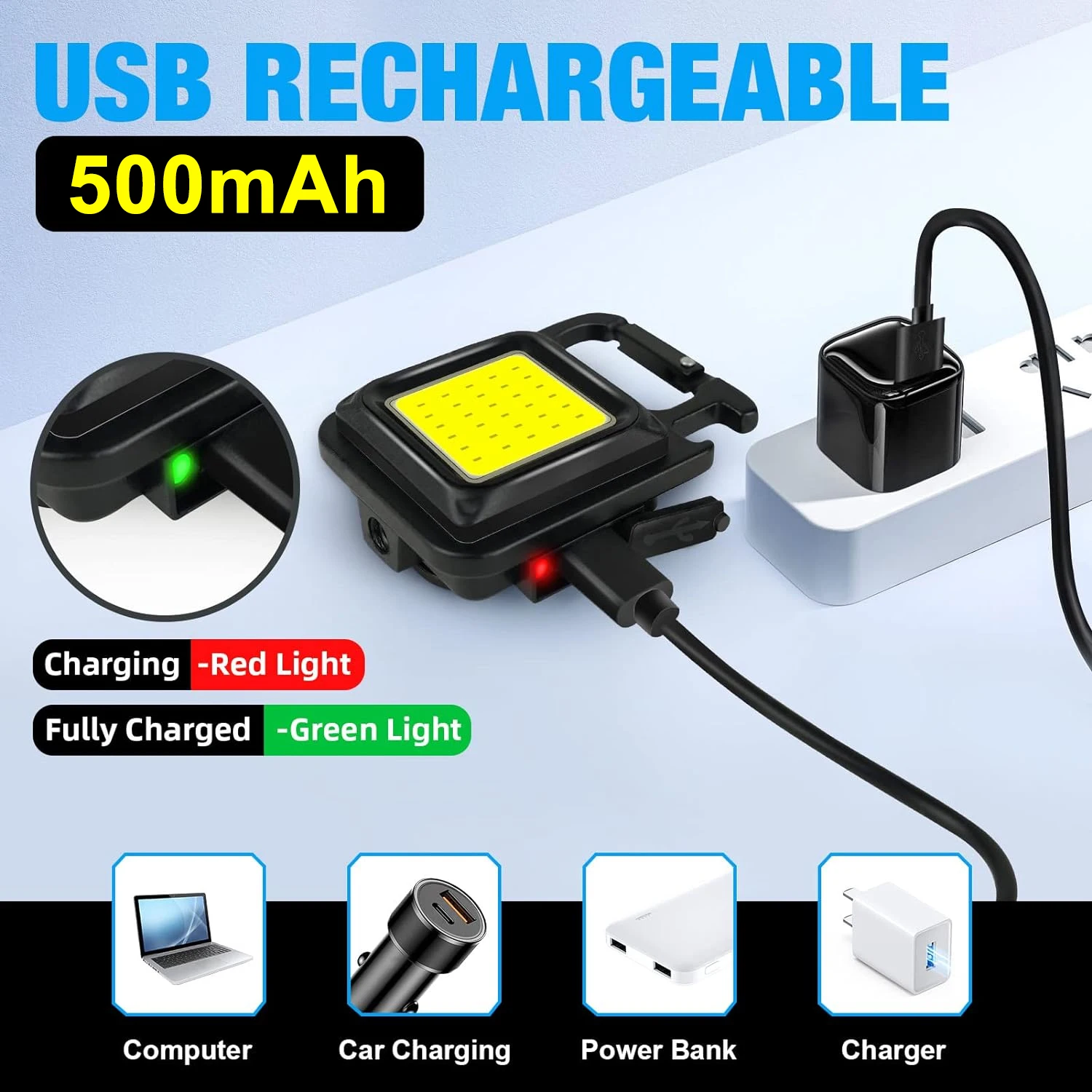 1/2/3/5 Uds Mini linterna LED COB llavero luz recargable impermeable lámparas de Camping reflector para pesca al aire libre senderismo