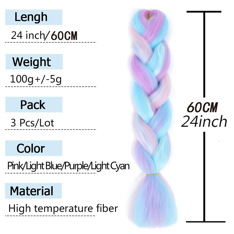 24 Polegada longo trança de cabelo 100g 24 Polegada trança sintética cabelo ombre múltiplas cores mistura tranças de cabelo extensão