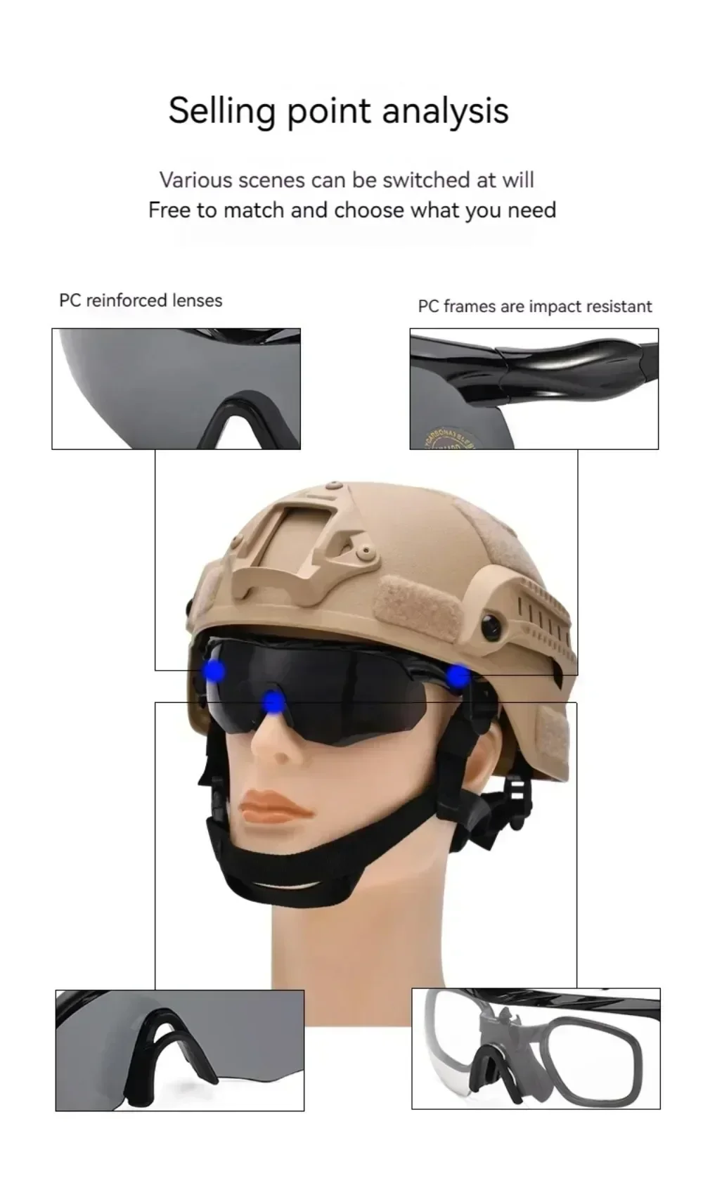 Nuevas gafas tácticas polarizadas, juego de 3 lentes, gafas de escalada para deportes al aire libre, gafas protectoras de seguridad a prueba de viento y polvo