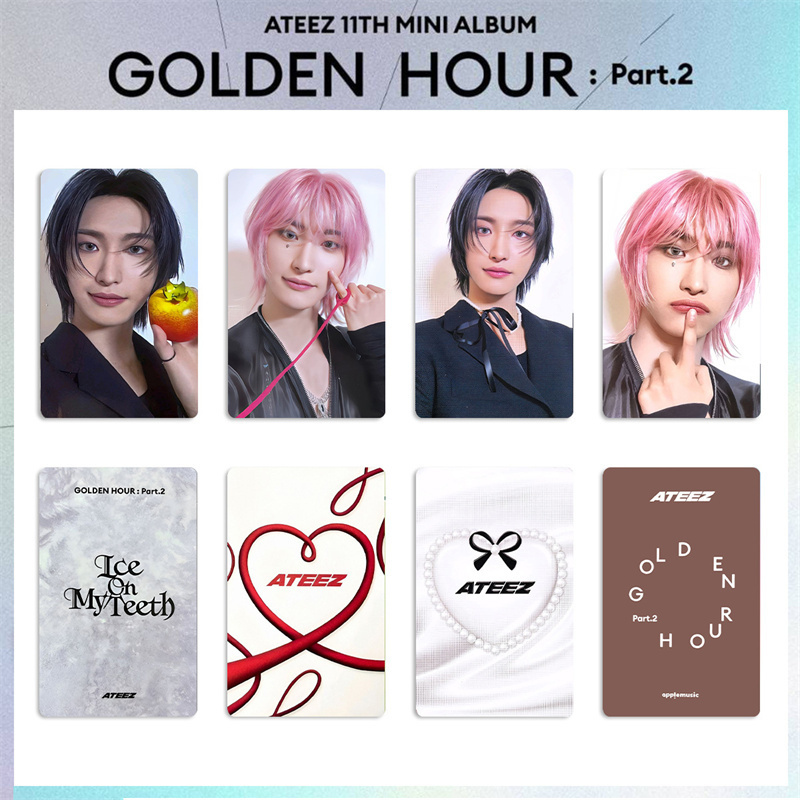 4pcs/set ATEEZ Album LOMO Card GOLDEN HOUR : Part.2 Postcard Photo Card HONG JOONG MINGI Seonghwa YUN HO Collectible Gifts