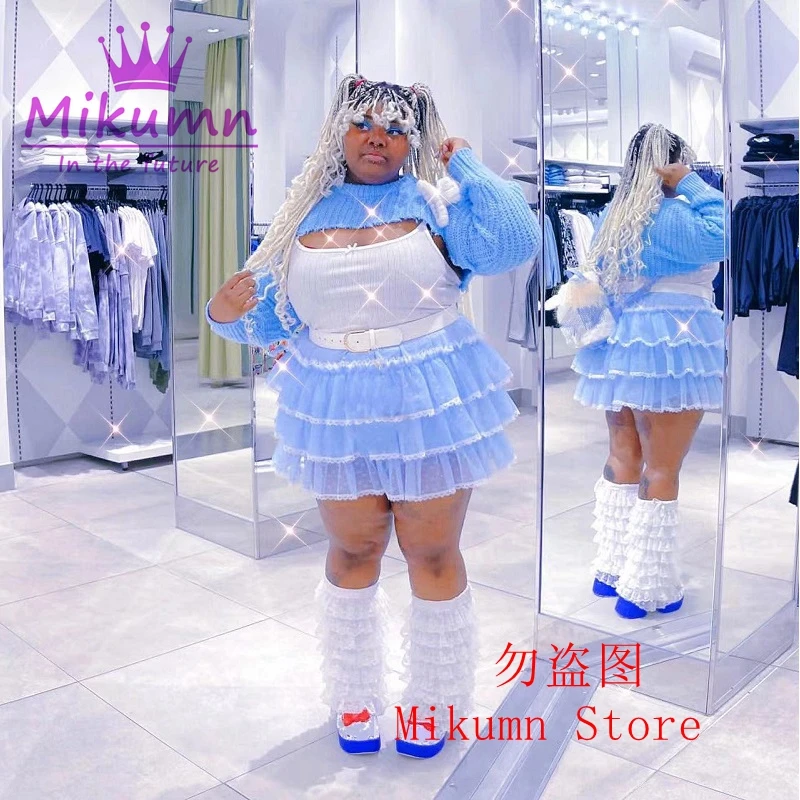 Mikumy กางเกงฟักทองฮาราจูกุสีฟ้ามีระบายสำหรับผู้หญิงกางเกงขาสั้นเพื่อความปลอดภัยของโลลิต้าผูกโบว์ลูกไม้น่ารักสำหรับแนววิคตอเรียวินเทจบลูมเมอร์