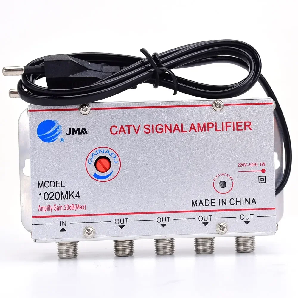 แอมพลิฟายเออร์สายเคเบิลทีวีเครื่องแยกสัญญาณ20dB เสาอากาศทีวีดิจิตอลอุปกรณ์ทีวีภายในบ้าน45MHz ถึง860MHz ปลั๊ก EU 220V
