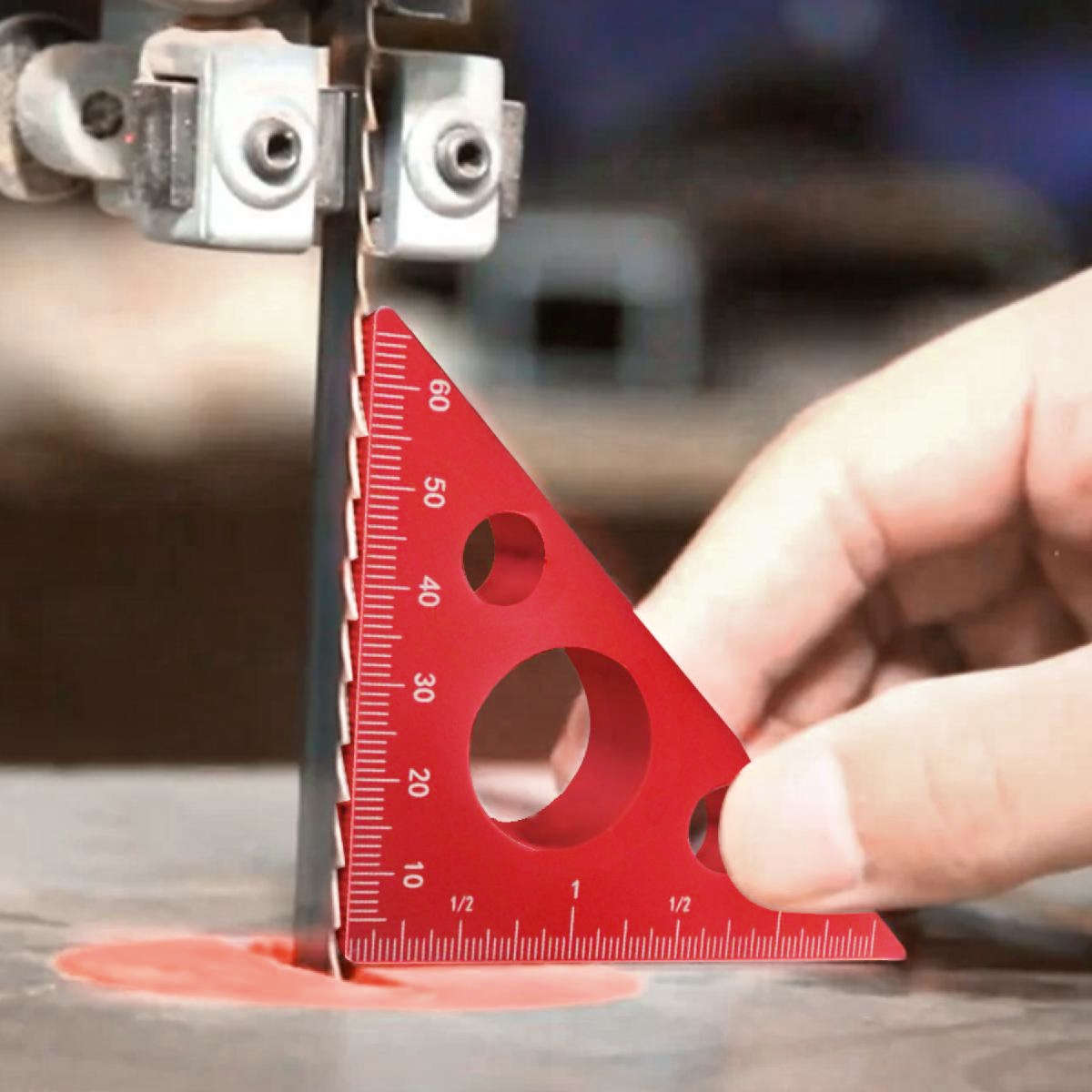 Regla de ángulo recto, regla triangular de aluminio con escalas imperiales y métricas, herramienta de medición de altura cuadrada de carpintero maquinista