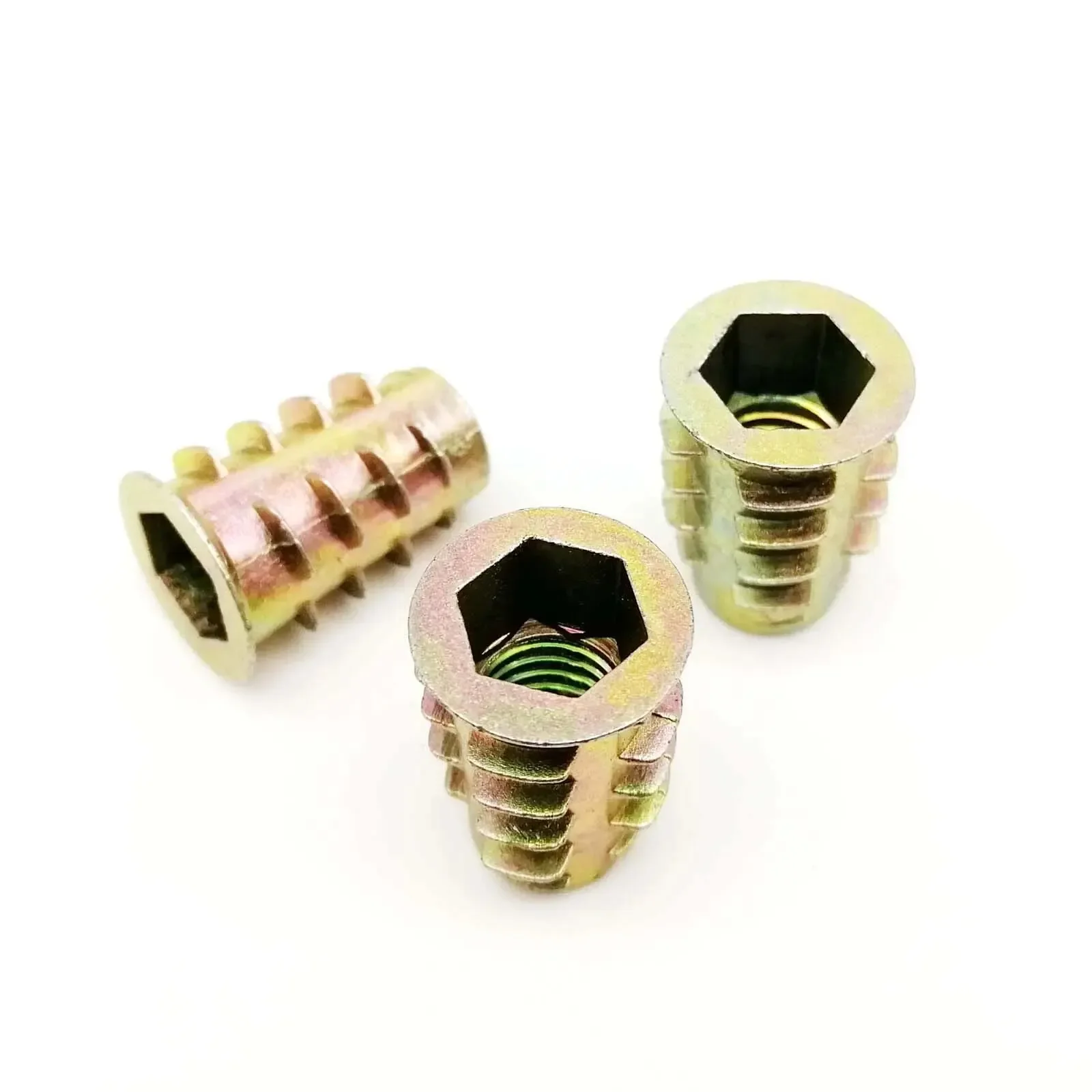 10/20pcs Metal Embedded Insert Nut E-Nut M4 M5 M6 M8 Hexagon Hex Socket Allen Head for Wood Furniture Inside and Outside Thread