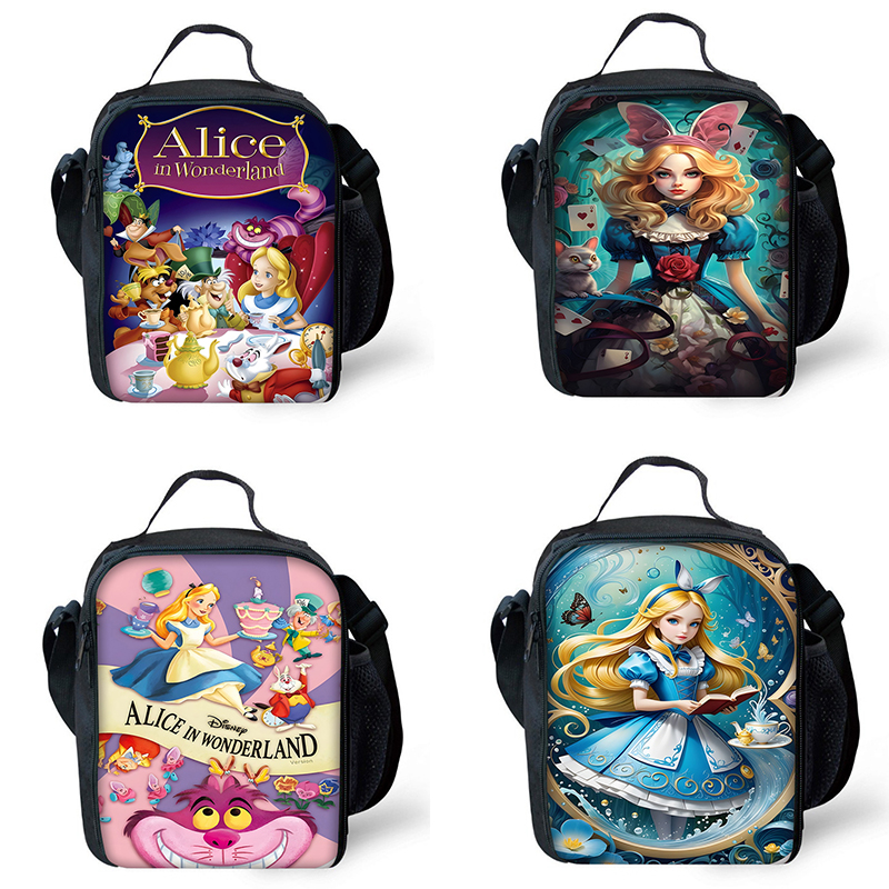 Kind isoliert Alice im Wunderland große Kapazität Tasche für Jungen und Mädchen Student im Freien Picknick wieder verwendbare thermische Kühler Lunchbox