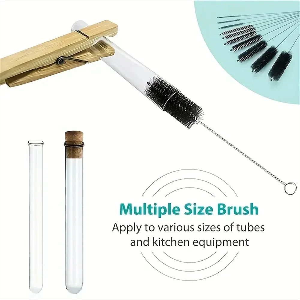 10PCS Reusable Bottle Cleaning Brush Set Multifunctional Straw Brush for Narrow Neck Containers