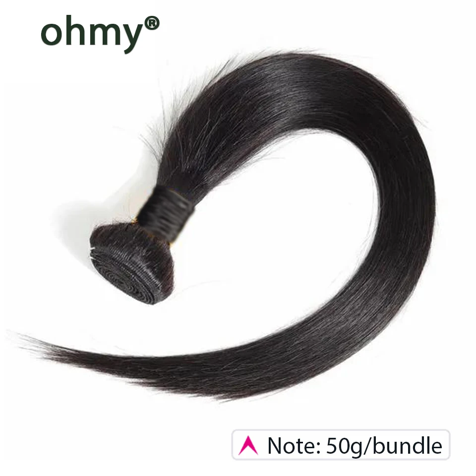 Ohmy 50g 4/5/6 pacotes de cabelo humano com fecho kim k 2x6 vietnã em linha reta transparente parte intermediária fechamento de renda e pacote completo