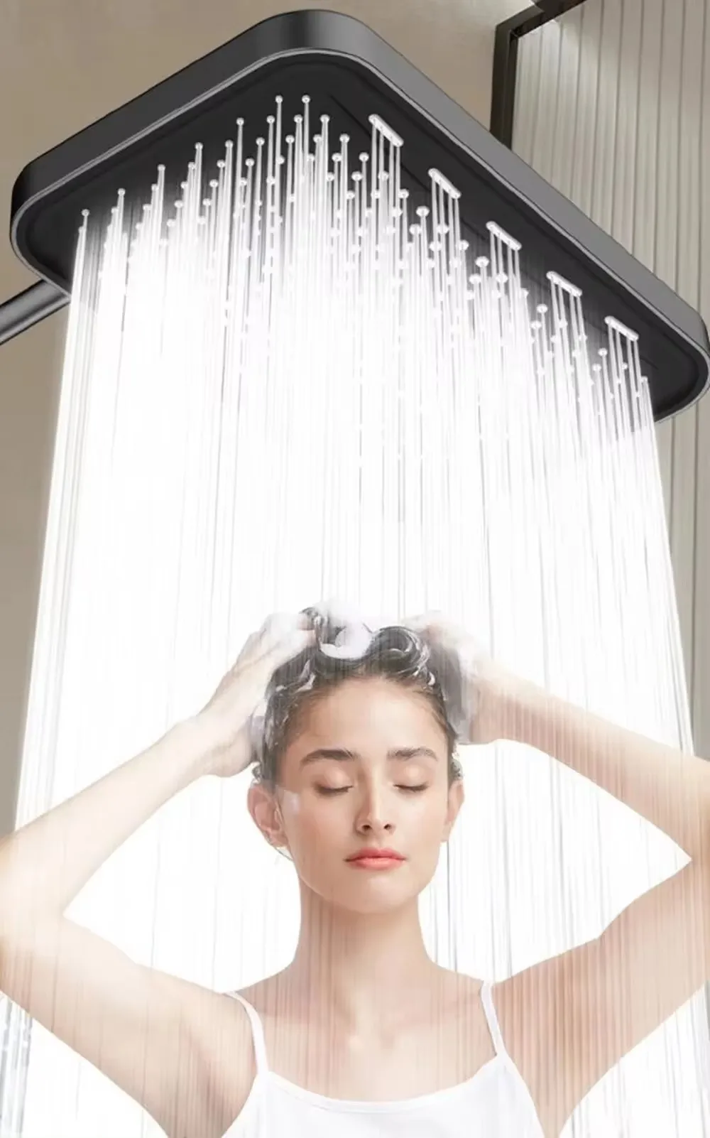New 36CM High Pressure Top Spray Rain Shower Head Larger Flow Supercharge Rainfall Showerhead 360° Swivel Water Saving Set