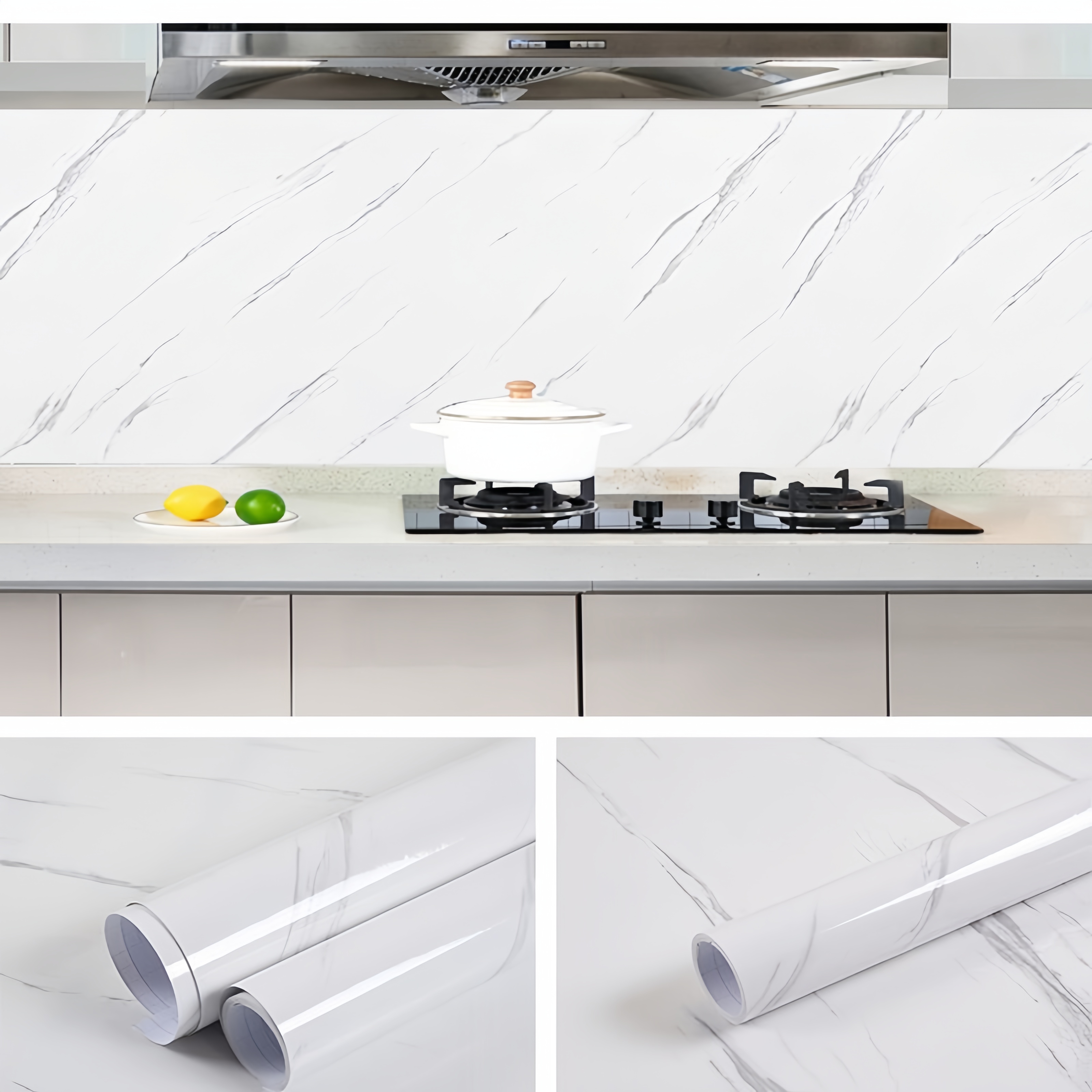 Papel de parede autoadesivo, à prova d'água e resistente a óleo, resistente a altas temperaturas, para móveis e casa