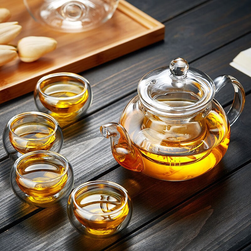 Tetera de cristal resistente al calor de 400ml/1000ml, hervidor de flores, juego de té de Kung Fu, colador de té, infusor, Puer Oolong, tetera de cebada