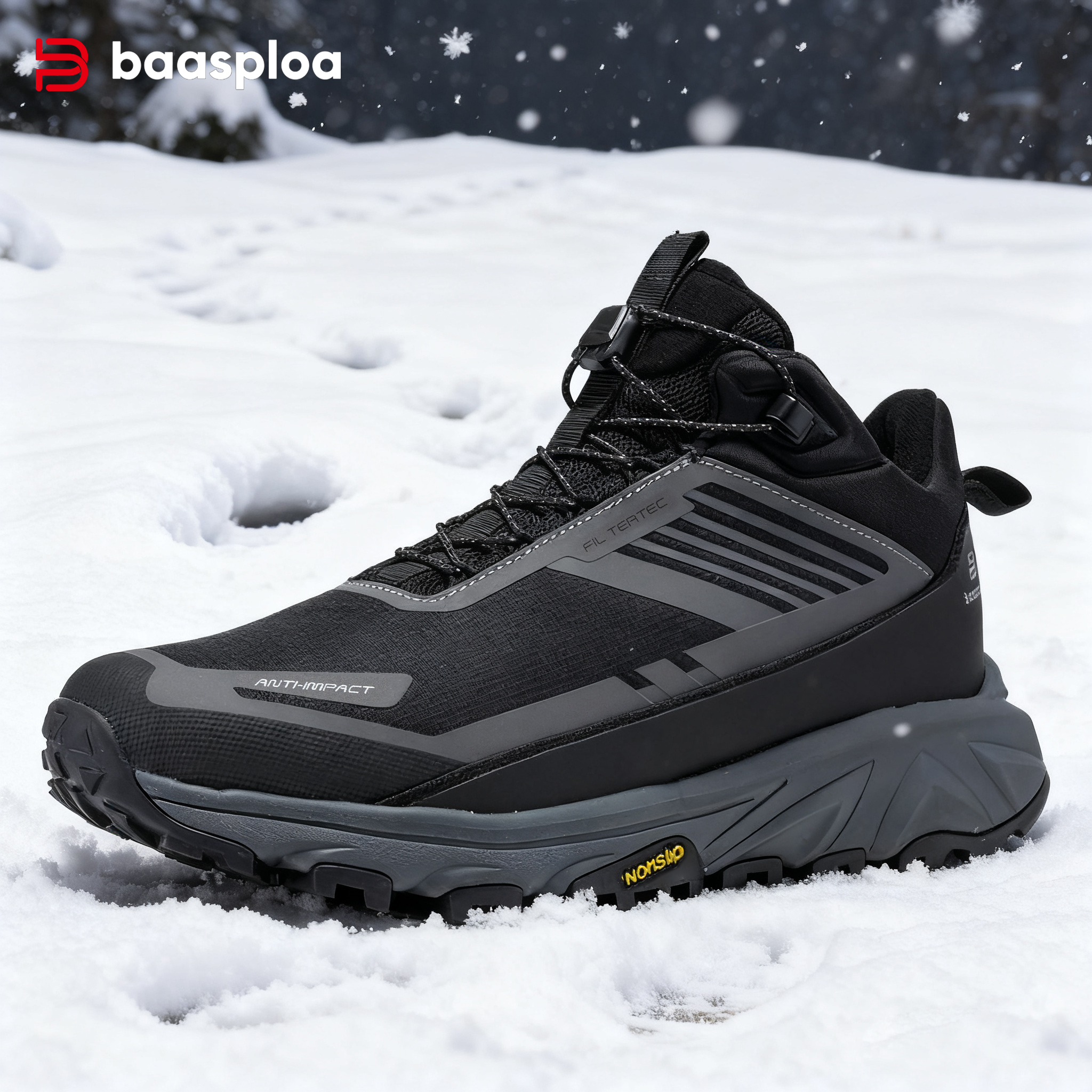 Baasploa/мужская походная обувь, уличные водонепроницаемые устойчивые кроссовки, мужские зимние удобные плюшевые теплые повседневные прогулочные туфли, нескользящая