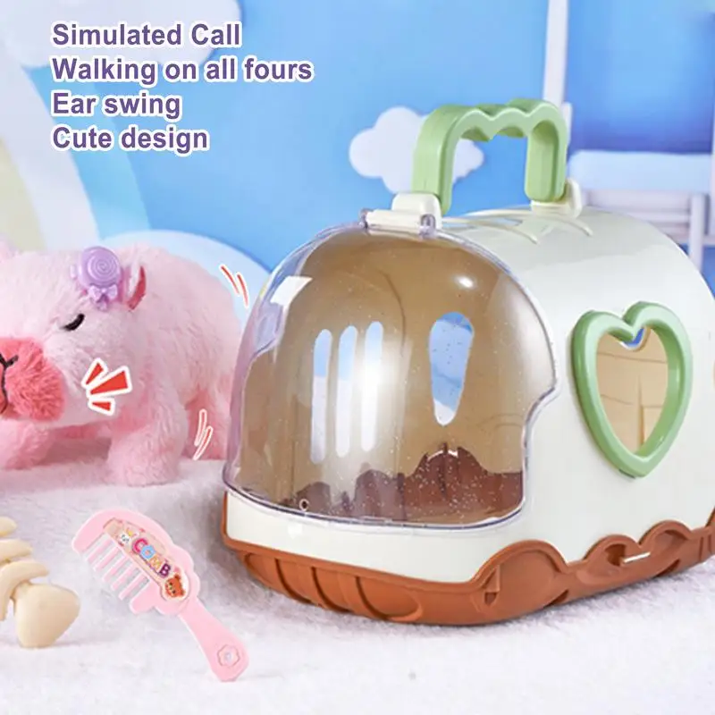 ไฟฟ้า Capybara เดินตุ๊กตา Plush ของเล่นเสียงและไฟตุ๊กตาสัตว์ Companion ของเล่นสําหรับเด็กวันเกิดคริสต์มาสของขวัญ