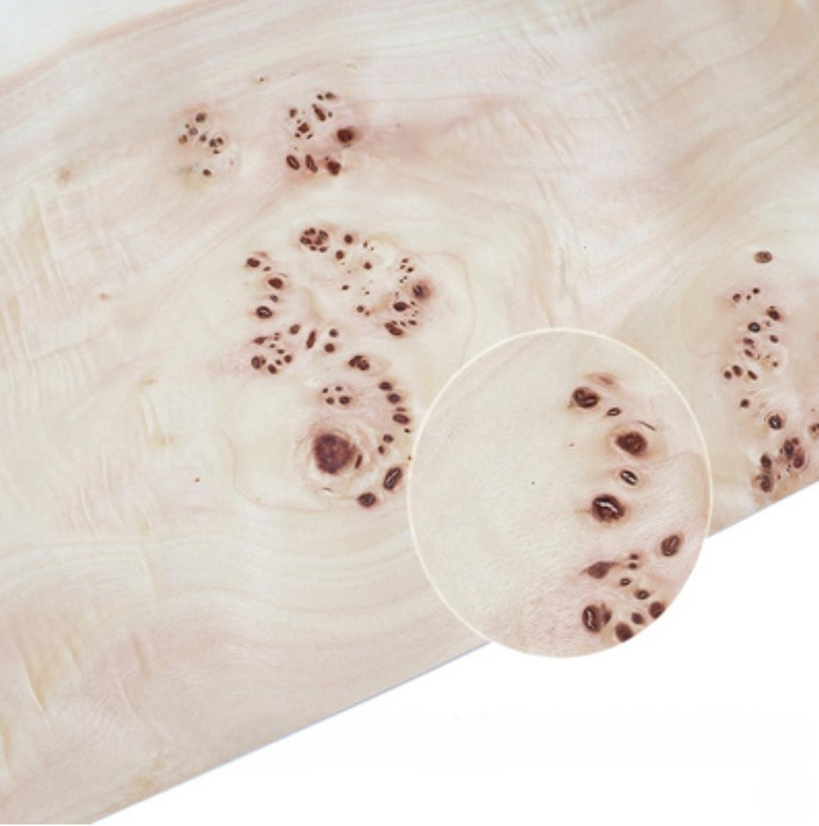 Length:2.3meters Width:230mm T:0.25mm Naturally White Poplar Tumor Wood Veneer Sheets Guitar Skateboard Backpack Decoration