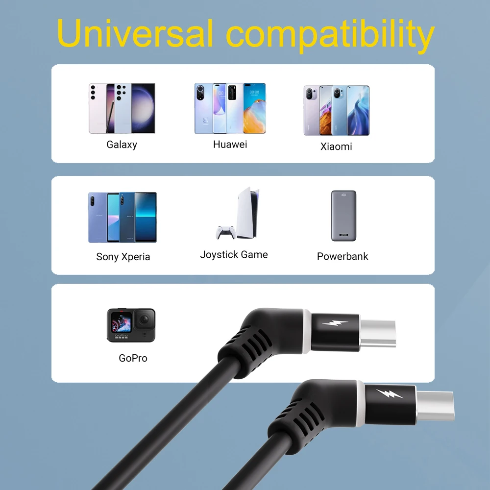 Cable de carga COMNEN USB A a tipo C tipo C a tipo c PD 60W QC 3,0 cable de carga rápida Iphone Android Huawei Samsung gamepad