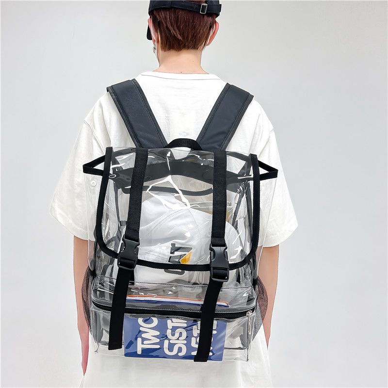 Verão versão coreana simples pvc flip transparente campus mochila moda na moda meninos e meninas mochila à prova dwaterproof água