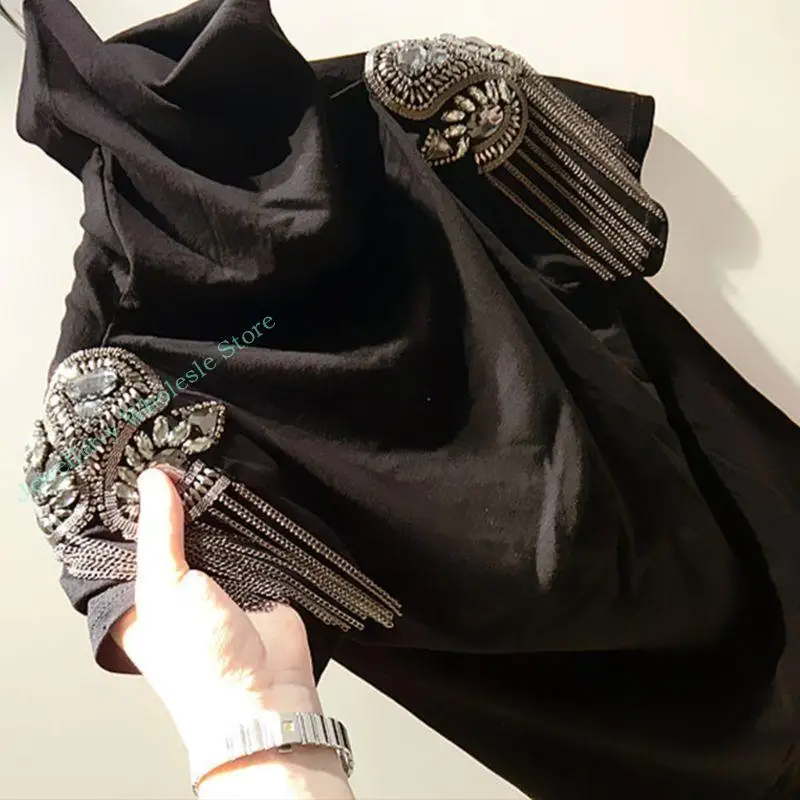 R7UF Mulheres Crianças Crachá tábua ombro artesanal para com miçanos com corrente metal borracha adesiva