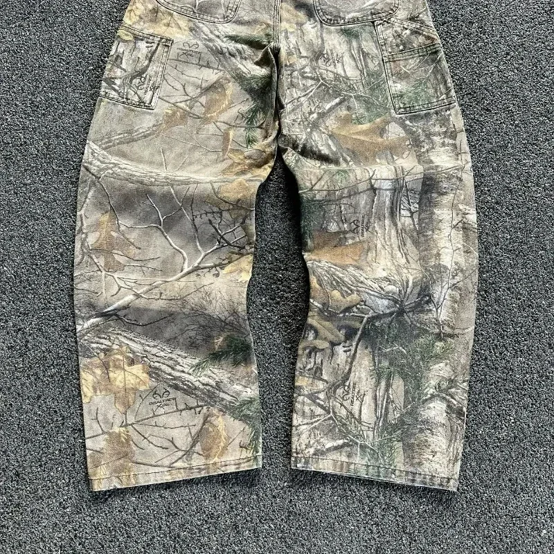 Camouflage CargoกางเกงY2Kใหม่อเมริกันหลักHip Hopสเก็ตบอร์ดผู้ชายผู้หญิงStreetwear Gothic High Street Superกางเกงยีนส์หลวม