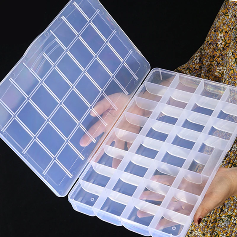 Caja de joyería de plástico transparente de 8 estilos, compartimento ajustable, cajas de almacenamiento, cuentas, anillo, pendiente, organizador