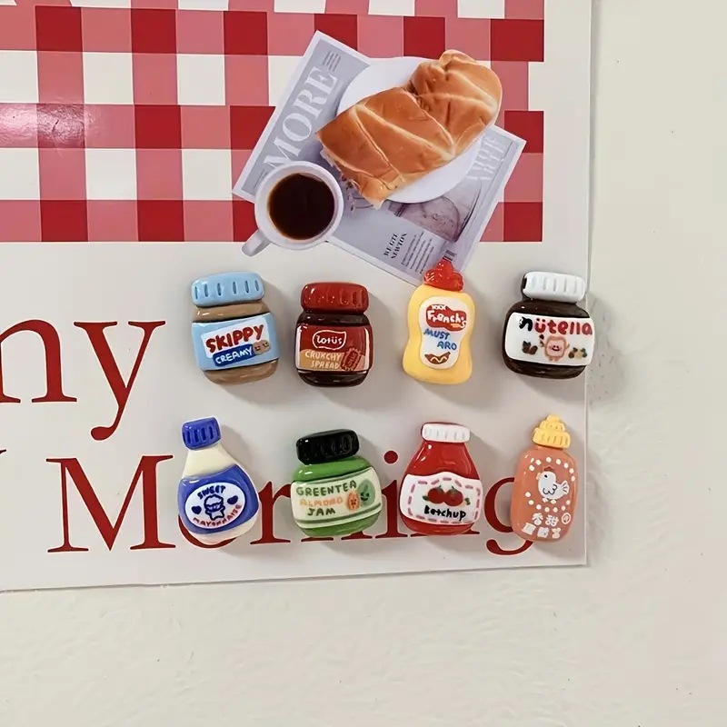 Cartoon mini food toy seasoning bottle refrigerator sticker creative kitchen decoration magnetic sticker