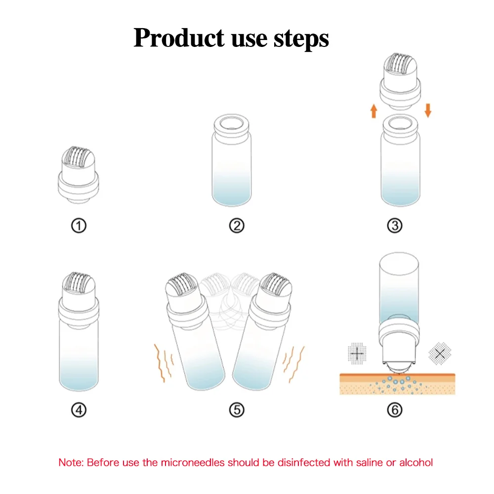 1 STKS 64 naalden Microneedle met 10 ml Fles Schoonheid Huid Reparatie Microneedling Tool