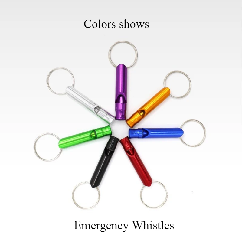 Custom Logo 100Pcs Emergency Whistles Aluminum with Key Chain For Camping Hiking Hunting Sports and Emergency Situations