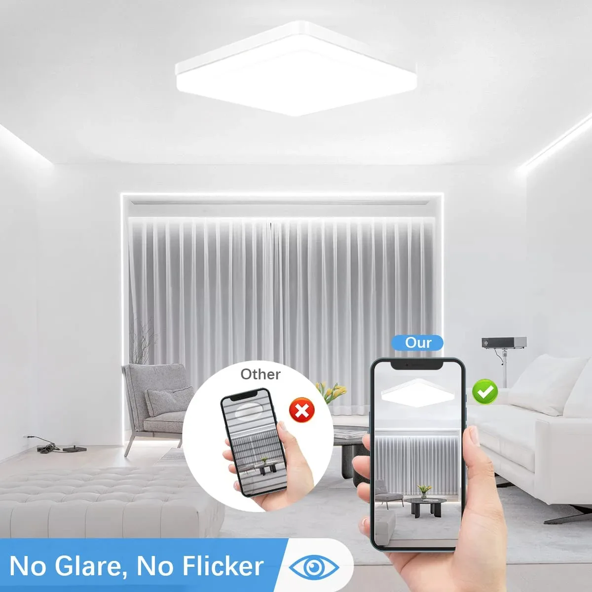 Square LED Living Room Ceiling Light Simple Home Modern Ceiling Light 18w24W 36W 48W Bedroom Light Bathroom Kitchen Lighting