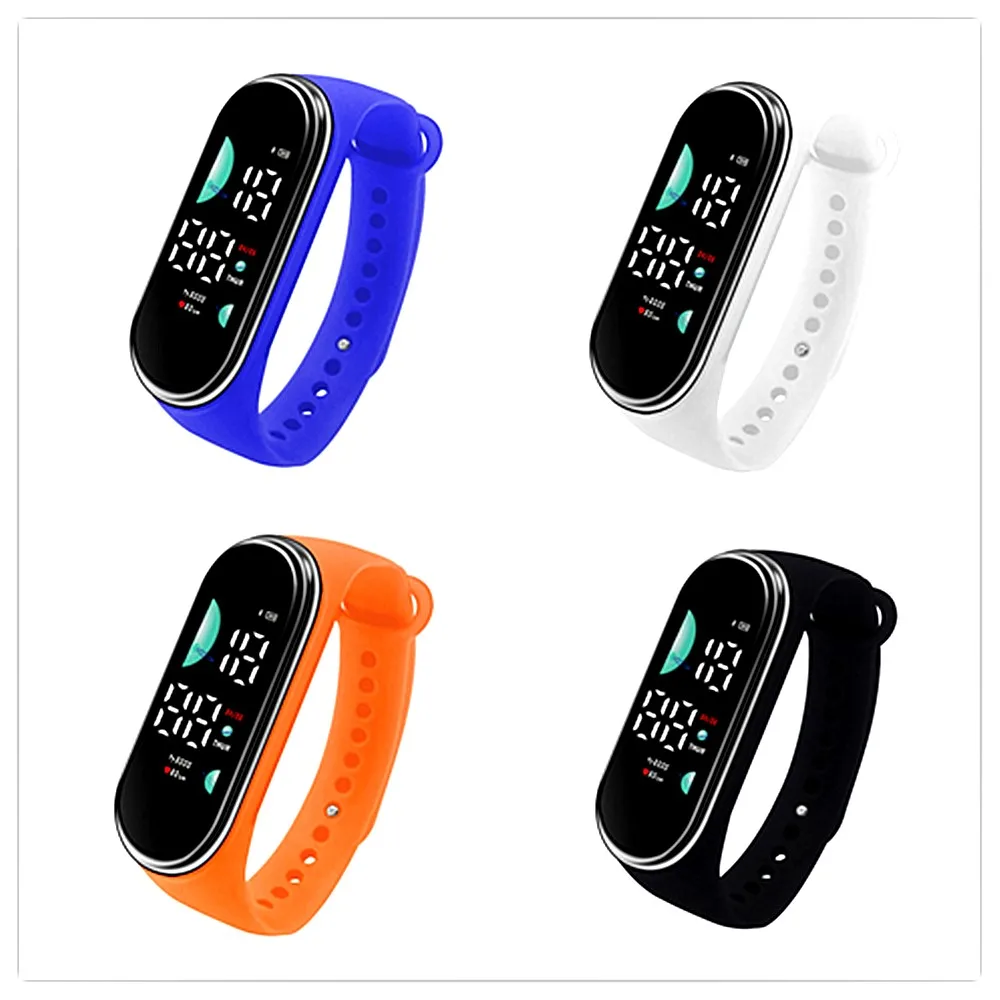 เด็ก Multi-Functional Unisex สร้อยข้อมือกีฬานาฬิกาข้อมือนาฬิกาอิเล็กทรอนิกส์ LED Touch Control กันน้ําผู้ชายผู้หญิงสัปดาห์