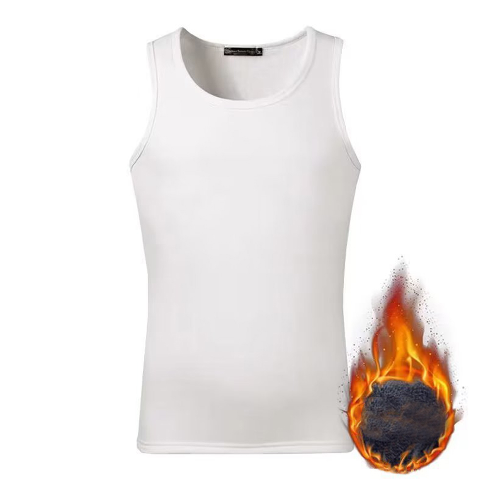 Herren-Tanktop mit Fleece-Futter, Weste, Unterwäsche, warme Thermo-Basisschicht, Unterhemd, Thermokleidung, Pyjama, atmungsaktives Basis-T-Shirt