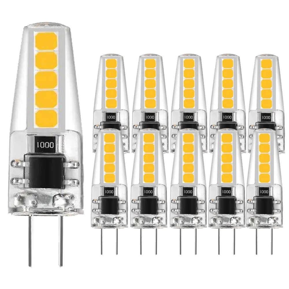 10 Uds G4 bombilla LED 5W DC12V 220V 2835 SMD 10led blanco cálido/frío ángulo de 360 grados luz de araña reemplazar iluminación de lámpara halógena