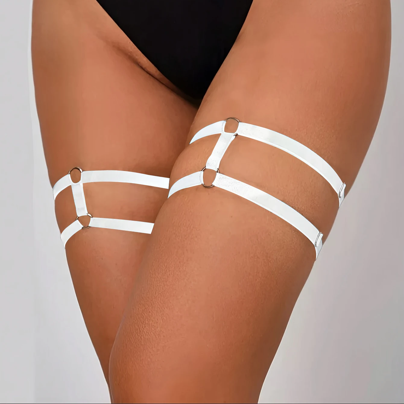 Arnés elástico para el muslo para mujer, correa doble ajustable, estilo Punk Rock, para fiesta, boda, salida nocturna, ropa informal, 2 uds.