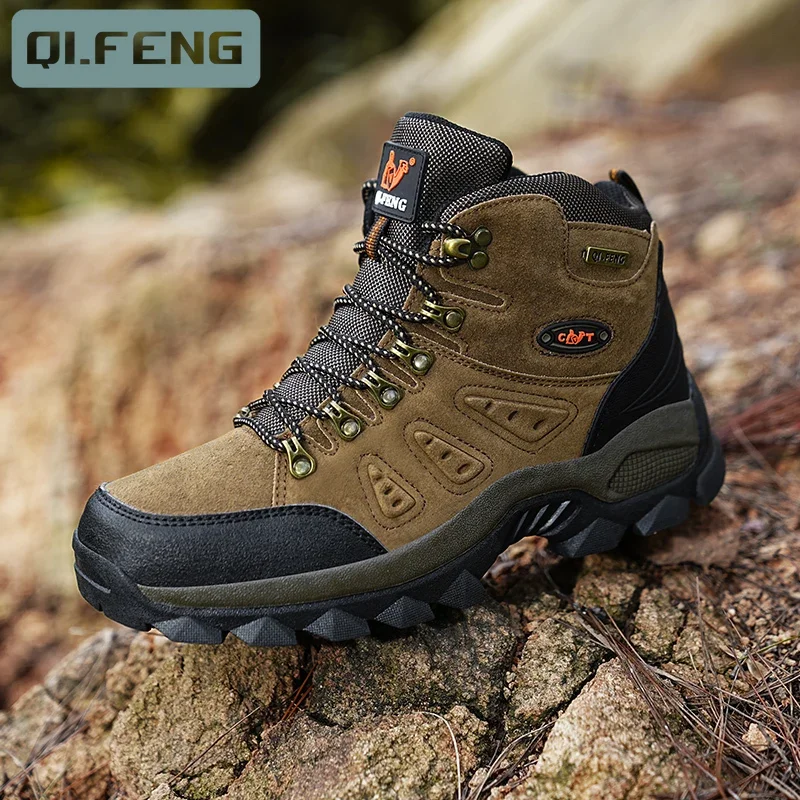 PLUS SIZE Unisex High-Top-Abenteuersneaker, strapazierfähiger Griff, rutschfeste Schnürung, Komfort, ideal für Outdoor-Wanderstiefel, Herrenschuhe